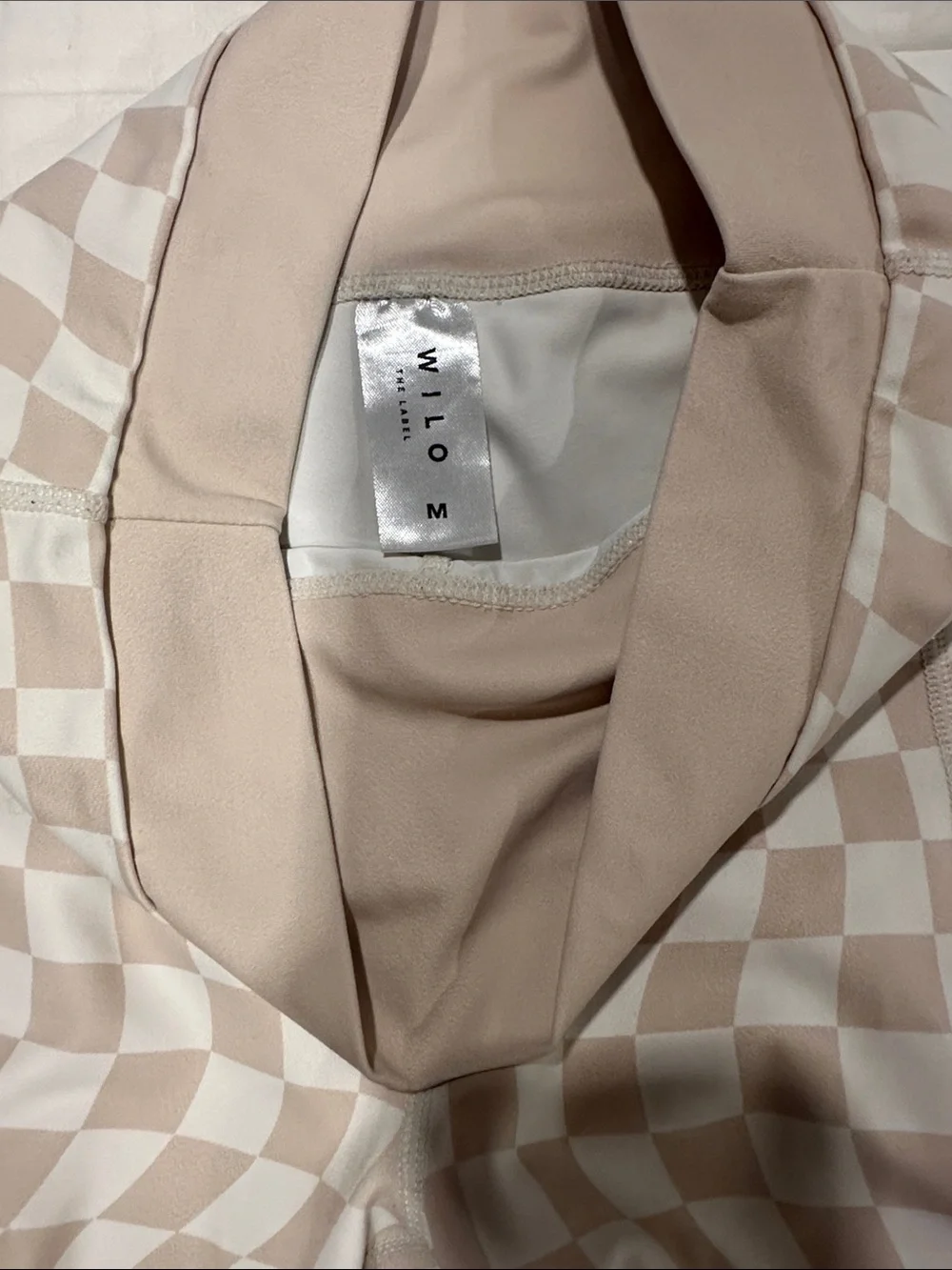 Wilo the Label Checkerboard Bike Shorts - Beige/White size medium yoga